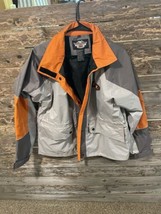 Harley Davidson Jacket Orange Grey Reflective Size Small Polyester Motorcycles - £48.64 GBP