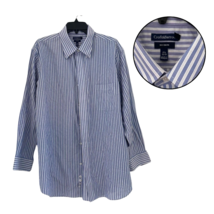 Croft &amp; Barrow Men&#39;s 17.5 32/33 Blue White Stripe No Iron Long Sleeve Shirt - $16.82