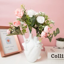 White Anatomical Heart Vase Resin Flower Pot Desktop Ornament, 4X6X3 Inches. - £28.86 GBP