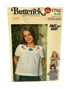 Butterick Vintage Sewing Pattern Girls Smock Top &amp; Iron-On Sz 8 - £7.54 GBP