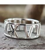 Roman Numeral 14K plated Custom Gold Ring - Personalized Band Ring - $65.00