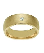 Diamond wedding band ring 14 k yellow gold half dome brushed finished on... - $15,016.76 MXN+