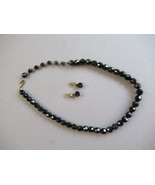 2 piece black jet necklace and earrings set faceted vintage - £14.51 GBP