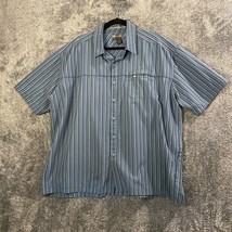 REI Button Up Shirt Mens XXL Blue Striped UPF 50+ Rayon Blend Outdoors Summer - £9.89 GBP