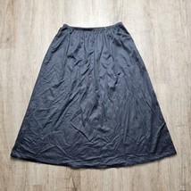 Vanity Fair Vintage Below Knee Skirt Slip Sz M 28&quot; Black Elastic Waist Lace Trim - £13.46 GBP