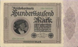 Germany P83, 100,000 Mark, Holbein&#39;s Portrait of Merchant Georg Gisze XL... - $5.75 CAD