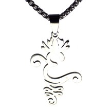 Buddhist Aum Necklace Silver Stainless Steel Jainism Hindu Om Pendant Chain - £15.97 GBP