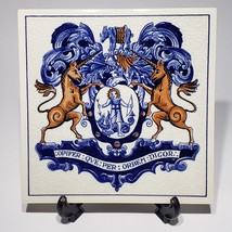 Vtg Blue Pharmacy Apothecary Society Crest 6&quot; Tile Delft Holland B716 - £15.06 GBP