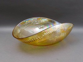 Yalos Casa Murano Signed Iridescent Gold Large Art Glass Centerpiece Bowl 20&quot; - £471.96 GBP