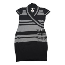 No Boundaries Dress Womens S Black Pinstriped Short Cap Sleeve Wrap Pencil Cut - £21.09 GBP