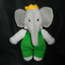 9&quot; Vintage 1988 Gund Babar Elephant King Green Grey Stuffed Animal Plush Toy - £17.46 GBP