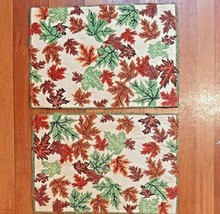 2 Fall Leaf Sparkly Placemats Colorful Rectangle Tapestry - £10.49 GBP
