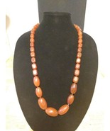 Designer AIL Graduating Chunky, Cognac Beaded Necklace-mkd Sterling - £59.02 GBP