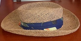 Original Panama Jack Hand Woven  Straw Hat with Wide Hawaiian Band Sz.  S/M - £21.58 GBP