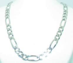 Figaro Design 20 Inch Long Necklace Real Solid .925 Sterling Silver 23.0 G - £92.47 GBP