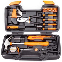 39 Piece Tool Set General Household Hand Kit With Plastic Toolbox Storage Case O - £34.00 GBP