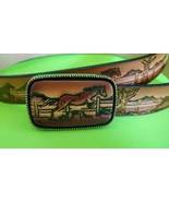 HORSES RUNNING LEATHER BELT &amp; Matching Leather Buckle - $658.39 MXN