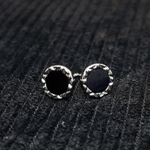 Fashion Cool Black Onyx Stud Earrings for Men Women - £8.83 GBP