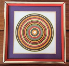 Vtg Framed Color Pencil Concentric Colored Circles Target Abstract Art Drawing - £47.17 GBP