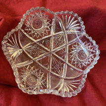 VTG Gorgeous American Brilliant Clear crystal bowl plater Starburst pattern - $64.35