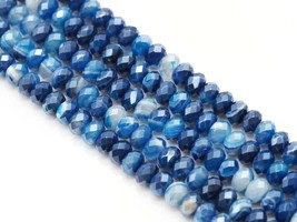 Mystic Natural Blue Banded Agate Rondelle Faceted Beads, Sku#UA264 - $13.00+