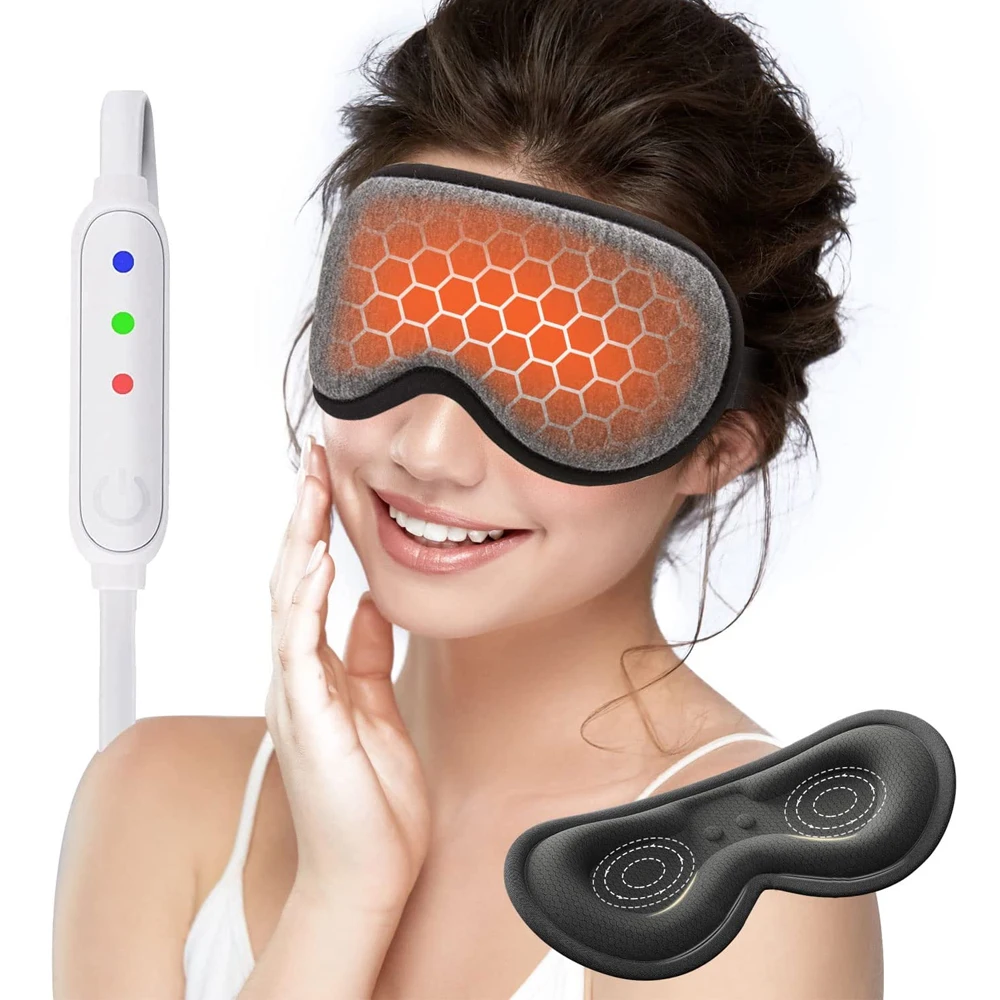 Reusable USB Electric Heated Eyes Mask Hot Compress Warm Therapy Eye Care - £23.19 GBP