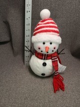Snowman Soft Plush White Cable Knit Christmas 10&quot; - £5.95 GBP