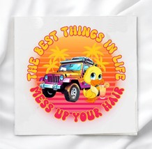 Duck N&#39; Jeep Block Image Printed on Fabric Square - $5.00+