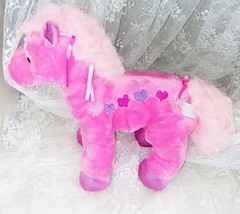 Mary Meyers Pink Horse Plush Toy - Embroidered Hearts - 12&quot; High x 15&quot; Long - £11.19 GBP