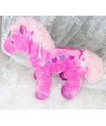 Mary Meyers Pink Horse Plush Toy - Embroidered Hearts - 12&quot; High x 15&quot; Long - $14.01