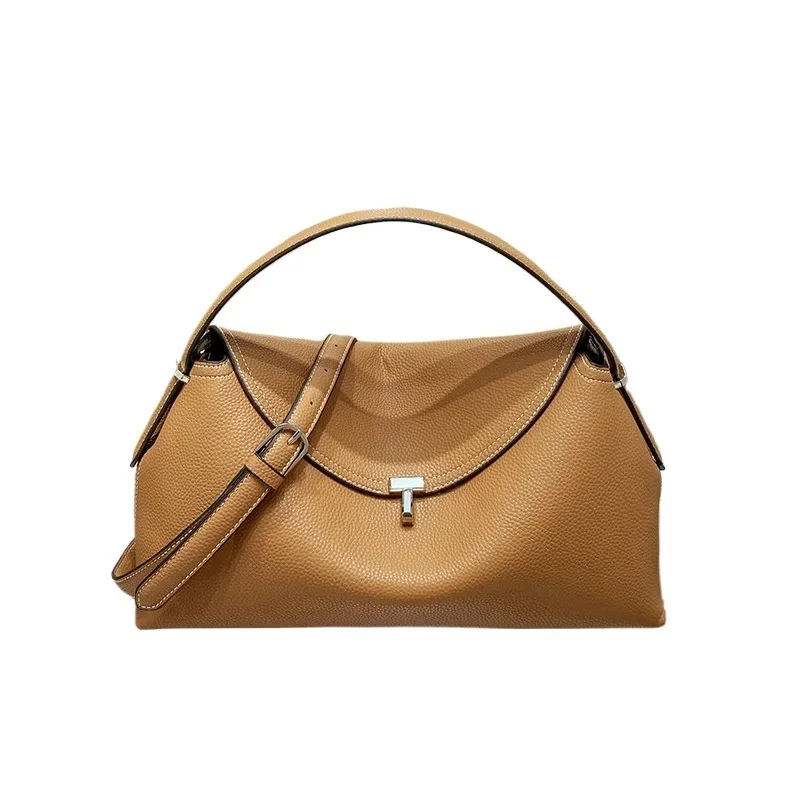 Swedish Ladies Shoulder Bag Lychee Grain Cowhide T-lock Buckle Crossbody... - $209.65