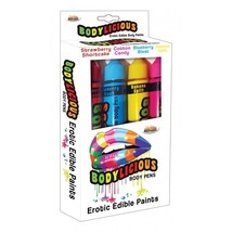 BODYLICIOUS EDIBLE BODY PENS FLAVORED PAINTS 4PACK NOVELTY GAG GIFT - $331.70 MXN