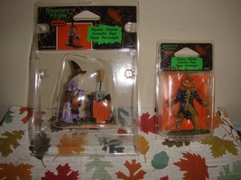 Lemax Spooky Town Witch W/Cart &amp; Black Cat Plus Pumpkin Head Monster - $24.99