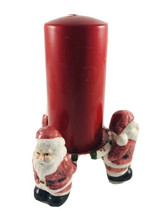 Ceramic Santa Claus Christmas Pillar Candle Holder + Cinnamon Pillar 3&quot;x6&quot; - £23.77 GBP