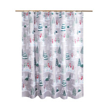 St Nicholas Square Winter Fabric Shower Curtain Farmhouse Snowman Gray NWT - £12.04 GBP
