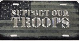 Laser Engraved US Flag Diamond Etched Support Our Troops Car Tag License... - £15.71 GBP