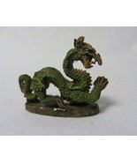 VINTAGE 1981 GREEN &amp; TAN  PEWTER MINIATURE DRAGON SAX 2-1/8&quot; HIGH - £14.89 GBP