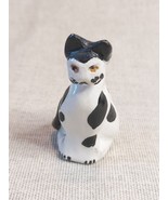 Vintage Black &amp; White, Curly Whiskered Clay Cat Figure - €14,55 EUR
