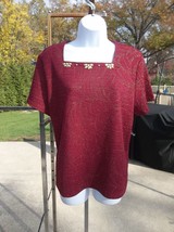 Nwt Alfred Dunner Burgendy&amp;Gold Top L - $21.99