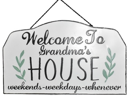 Rustic Metal Sign Welcome To Grandmas House 22 X 13&quot; Hanging Wall Sign Decor New - £25.22 GBP