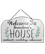Rustic Metal Sign WELCOME TO GRANDMAS HOUSE 22 x 13&quot; Hanging Wall Sign D... - £25.49 GBP