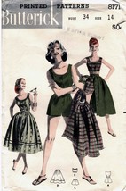 Misses&#39; SKIRT, TOP &amp; SHORTS Vintage 1950&#39;s Butterick Pattern 8171 Size 14 - $15.00