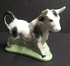 Ceramic Bull w/ Horns Luster Figurine Sculpture Vintage Cow Decor 6.5&quot;w ... - $13.99