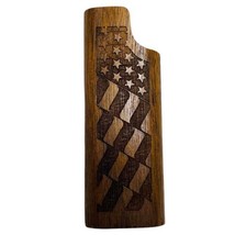 Vintage Wayne Carver American Flag Wooden Lighter Cover Patriotic USA - £18.99 GBP
