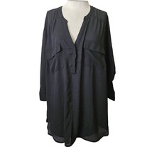 Black V Neck Roll Tab Sleeve Blouse Size 2X - £19.38 GBP