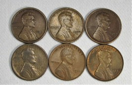 Lot of 6 Lincoln Wheat Cent Coins 1910, 1917, 1919, 1923, 1931, 1938 AG93 - £34.97 GBP