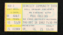 Phil Collins Concert Ticket Stub December 16 1982 Berkeley, CA 12/16/82 - £38.65 GBP