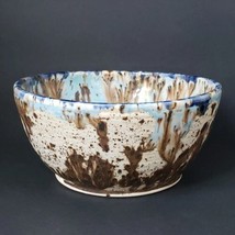 Hand-Thrown Drip Glazed 7&quot; Stoneware Soup Cereal Bowl Brown Blue Beige T... - £17.65 GBP