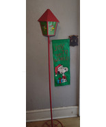 SNOOPY AND WOODSTOCK PEANUTS CHRISTMAS LAMP POST WITH BANNER - TESTED/WORKS - $39.59