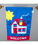 VTG Outdoor Garden HOUSE WELCOME  1990s 28&quot;x40&quot; New NoS Yard Flag - €8,42 EUR